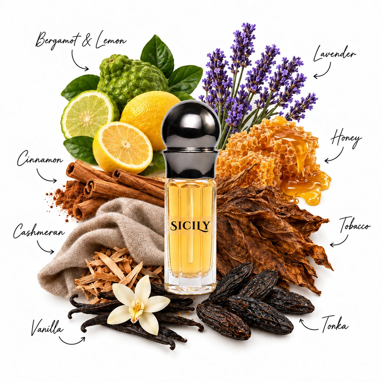 Sicily Perfume Oil 3ml | Honey Tobacco Scent | EMIHR Essence